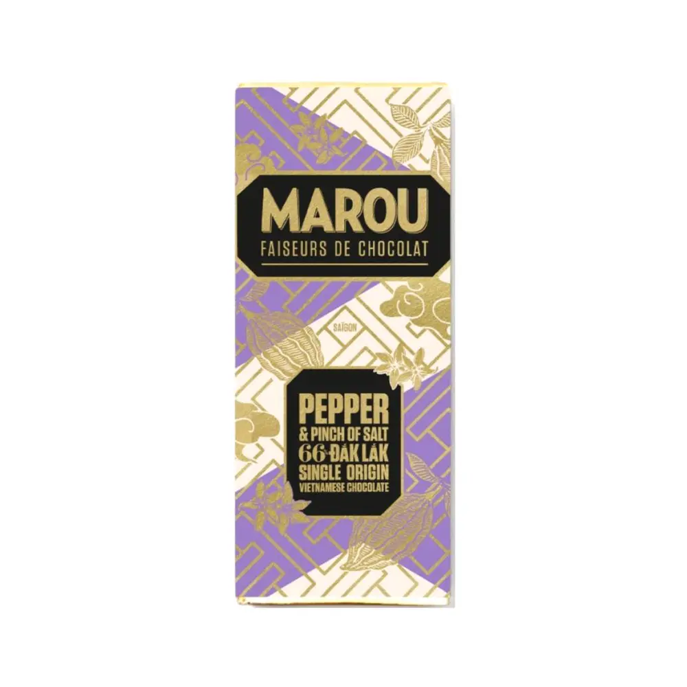 Socola Vị Muối Tiêu, Dak Lak 66% Single Origin Vietnamese Chocolate, Pepper & Pinch of Salt (24g) - MAROU